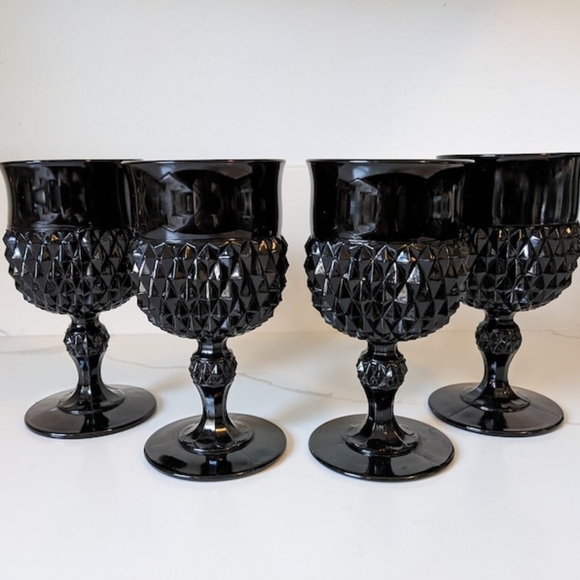 Indiana Glass Other - Rare! Set of 4 black diamond point